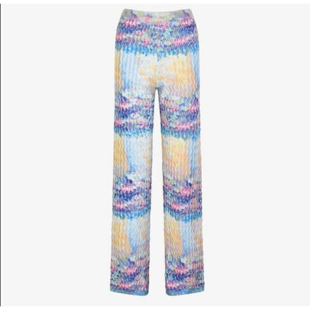 House of Sunny Reflections Flare Pants Womens Small Knit Multicolor Retro‎ Y2K